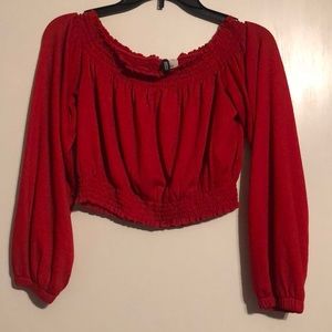 Red off the shoulder long sleeve